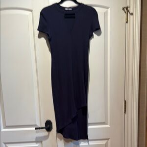 Skin Blue Ribbed Ruched Sheath Dress